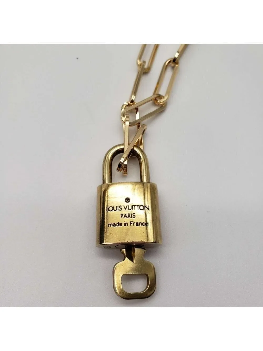 Authentic Louis Vuitton Lock & Key with Unbranded Gold Plated Chain Necklace